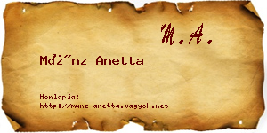 Münz Anetta névjegykártya